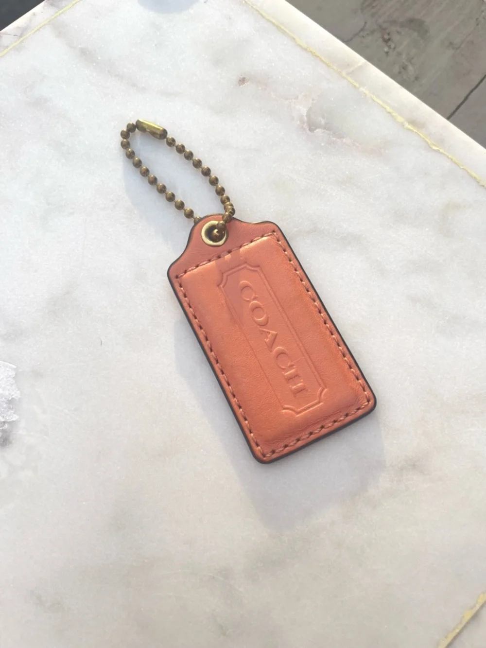 COACH Vintage Leather Hang Tag, Peach LARGE - Picture 3 of 4